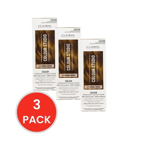 Clairol Professional Permanent Hair Cream Colour Studio 5/3 Caramel Brown (3x Pack)