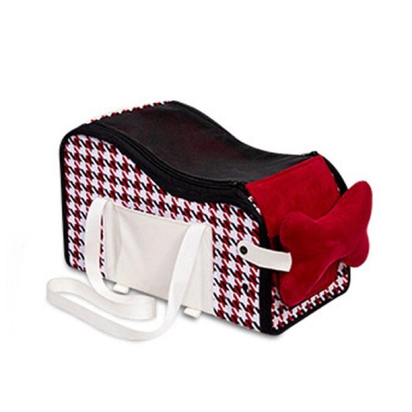 Nevenka Center Console Dog Car Seat with Shoulder Strap & Safe Belt for Travel-Red