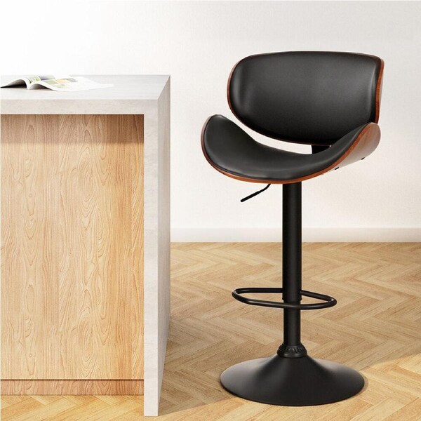 Bar Stools Kitchen Leather Barstools Swivel Gas Lift Vintage Chairs Black