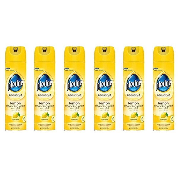 6PK Pledge Beautify It Enhancing Polish Aerosol Wood/Furniture Spray 330ml Lemon