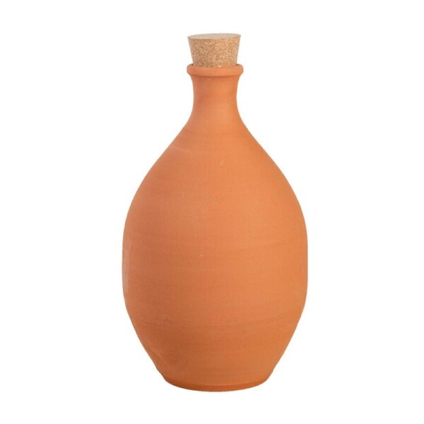 Esschert Design Terracotta Olla Storage w/ Cork Garden Container Large Orange