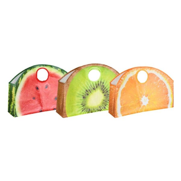 3pc Esschert Design Shopper Fruit Shopping Bag Woven Fabric Tote Large 59cm
