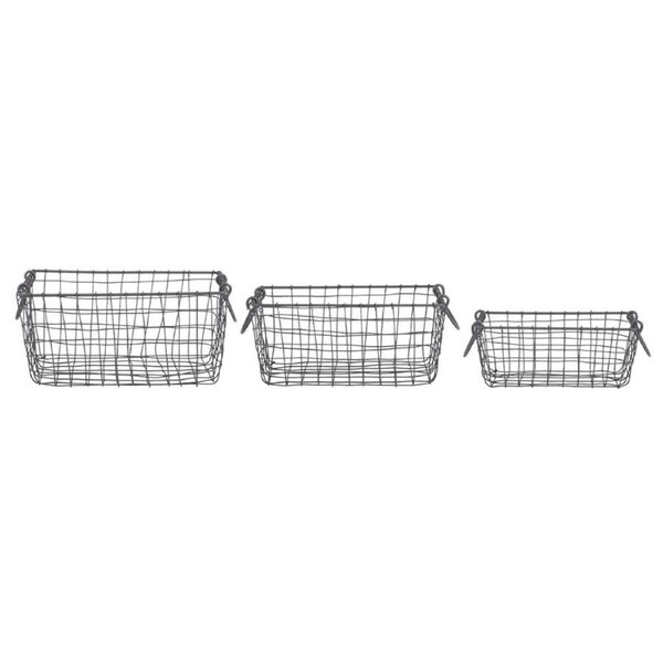 3pc Esschert Design Small Rectangular Wire Basket Garden Outdoor Display
