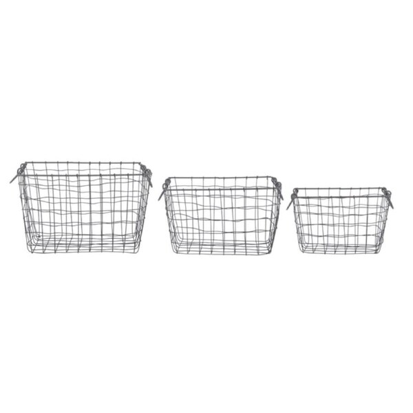 3pc Esschert Design Large Rectangular Wire Basket Garden Outdoor Display