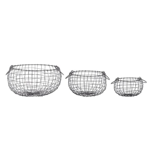 3pc Esschert Design Small Round Wire Basket Garden Outdoor Display Organiser