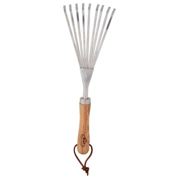Esschert Design Small Garden Hand Leaf Rake Stainless Steel Gardening Tool