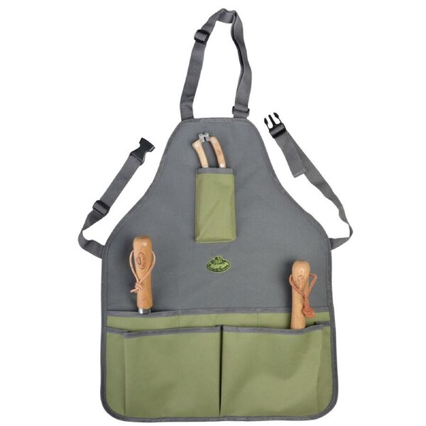 Esschert Design Adjustable Strap Garden Apron w/ Pockets 75cm Grey/Khaki