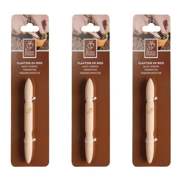 3PK Esschert Design Secrets du Potager Mini Dibber Garden Outdoor Decor Natural