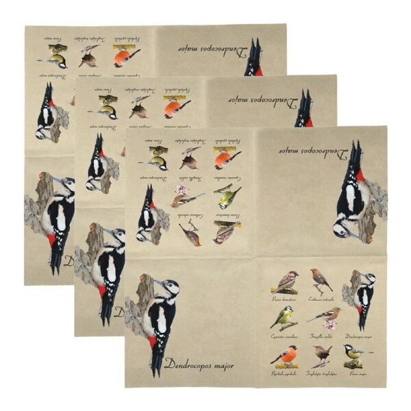 3x 20pc Esschert Design 3-Ply Tissue Paper Napkin Birds Serviette Large 33cm