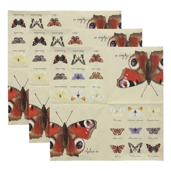 3x 20pc Esschert Design Butterfly Collection Paper Napkin Serviette Large 33cm