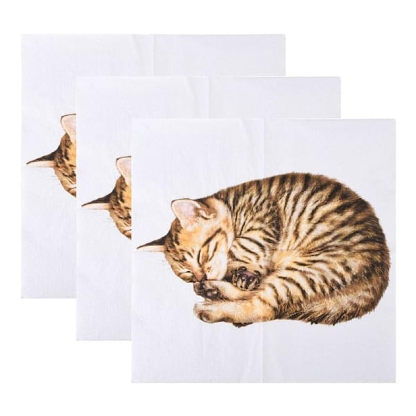 3x 20pc Esschert Design 3-Ply Tissue Paper Cat Napkin Serviette Large 33cm