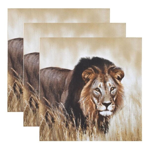 3x 20pc Esschert Design 3-Ply Tissue Paper Lion Napkin Serviette Large 33cm