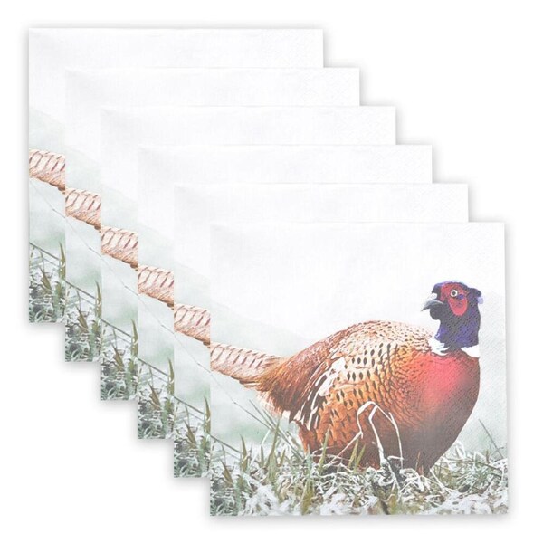 6x 20pc Esschert Design Tissue Paper Napkins Pheasant 3-Ply Serviette Large 33cm