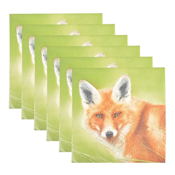 6x 20pc Esschert Design Tissue Paper Napkins Fox Serviette 3-Ply Large 33cm