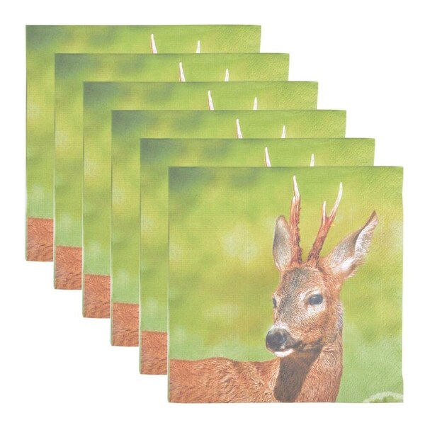 6x 20pc Esschert Design Tissue Paper Napkins Deer Serviette 3-Ply Large 33cm