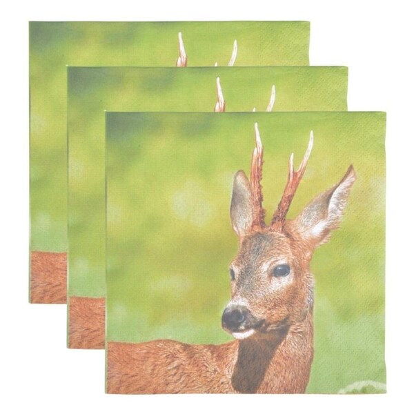 3x 20pc Esschert Design Tissue Paper Napkins Deer Serviette 3-Ply Large 33cm