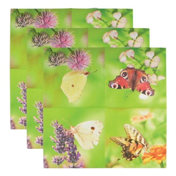 3x 20pc Esschert Design Tissue Paper Napkins Butterflies 3-Ply Serviette L 33cm