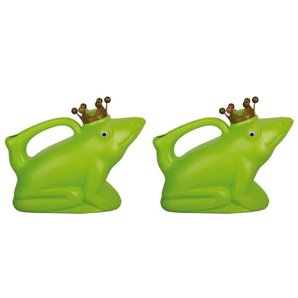 2PK Esschert Design Children's Watering Can King Frog Outdoor Garden Toy Green
