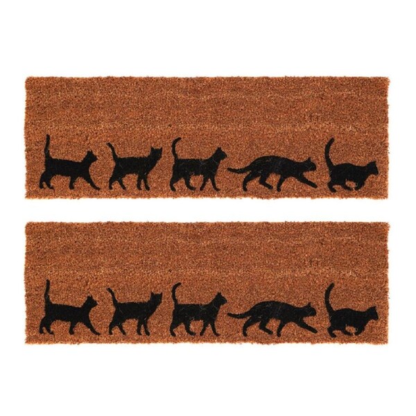 2PK Esschert Design Door Mat Cats Indoor Outdoor Decor Coconut Fibre 75.1m Brown