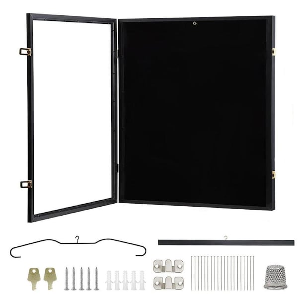 Large Jersey Display Frame Clear Jersey Showcase Box Wall Mounted Lockable Cabinet with 98% UV Protection Acrylic and Hanger for Sports Shirts 90x70cm