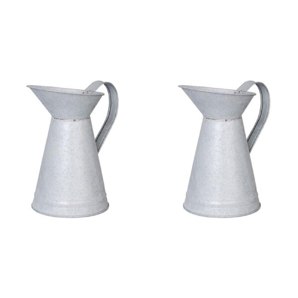 2PK Esschert Design Aged Zinc Watering Jug Container Indoor/Outdoor Decor 1.1L