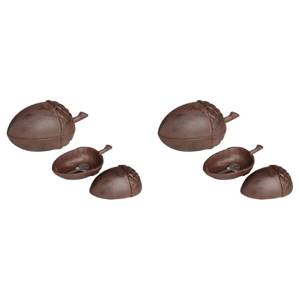 2PK Esschert Design Cast Iron Acorn Key Keeper Figurine Home Decor 13.2cm Brown
