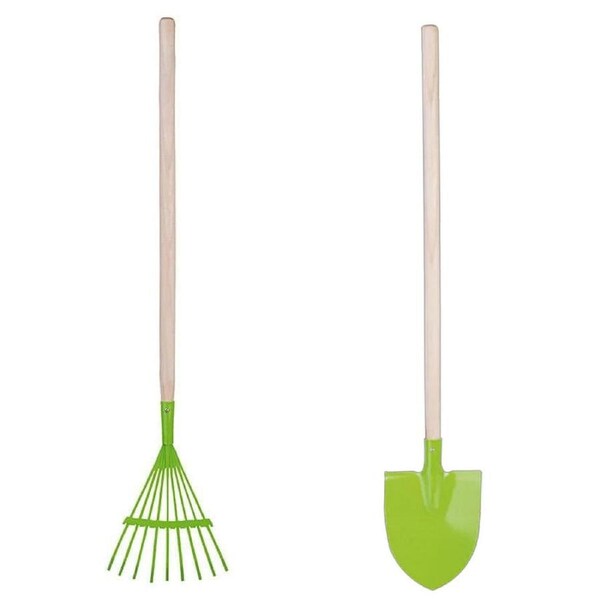 Esschert Design Kids Lawn Rake & Spade Pretend Play Gardening Toy Combo Set