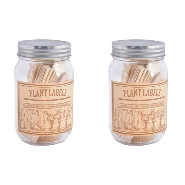 2x 40pc Esschert Design Wooden Labels w/ Jar Tools & Gardening Marker