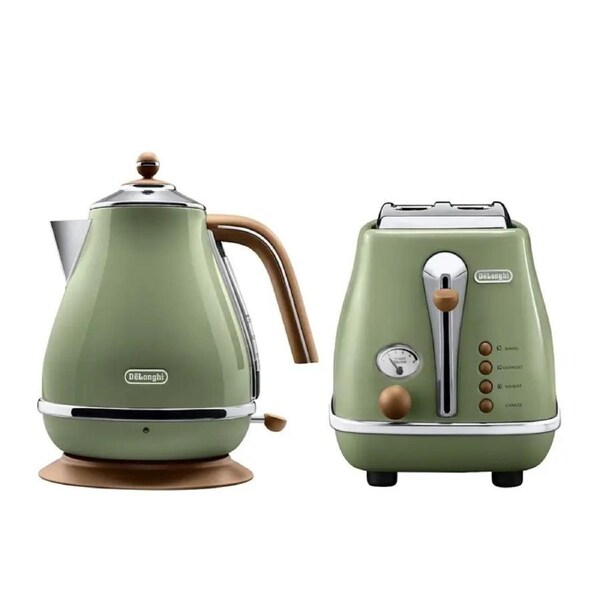 DeLonghi Icona Vintage Breakfast Pack - Kettle and Toaster Breakfast Making Kit - Home Kitchen Wedding Anniversary Gift
