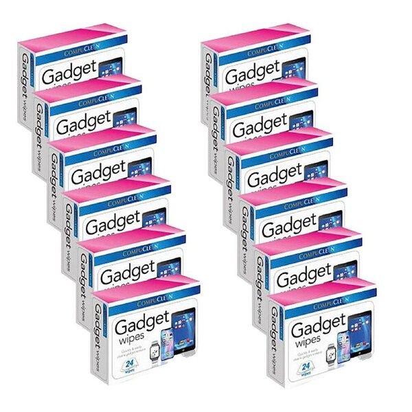 12x 24pc CompuClean Gadget Electronic Device Screen Cleaning Wipes w/ Clip Strip