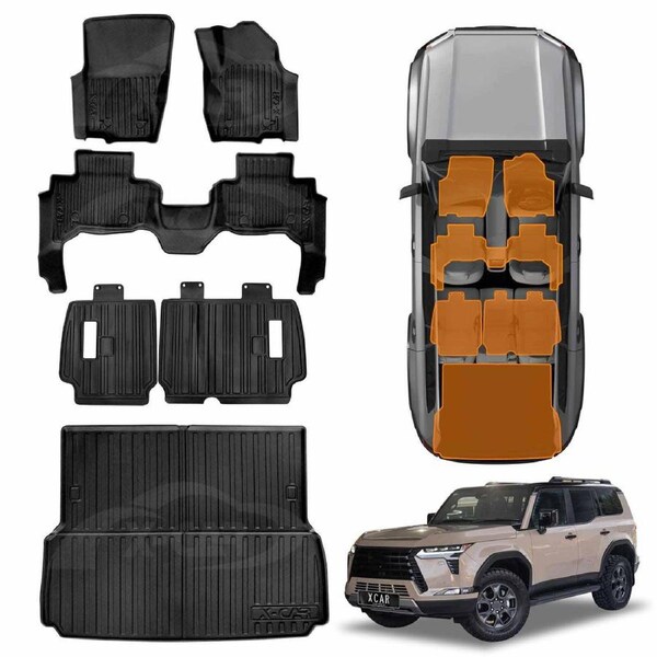 Floor Mats Boot Liner Set for Lexus GX 550 GX550 5 Seater 2024-Onwards All Weather Heavy Duty Cargo Kick Mats Back Seat Protector Cover