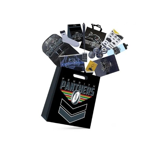 NRL Penrith Panthers Showbag Ultimate Fan Pack with Duffle, Cap - Black 8y+