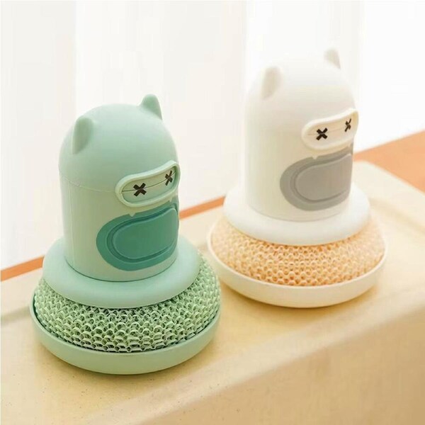 JOYBUY 2 Pack Soap Dispensing Palm Brush Kitchen Brush For Dish Pot Pan Sink Cleaning