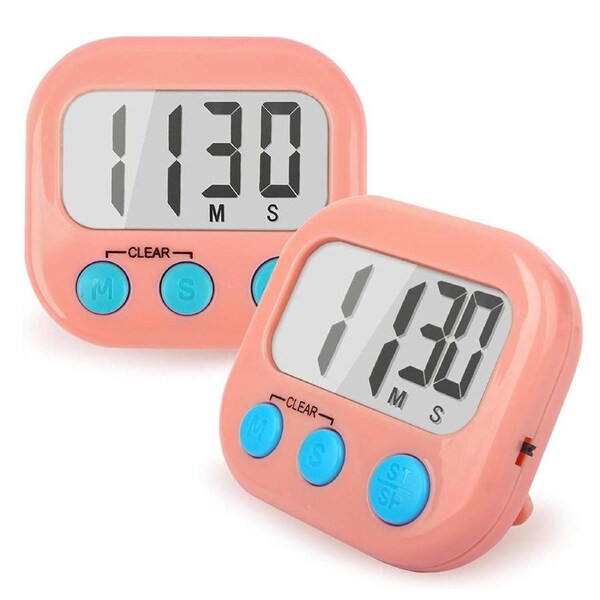 JOYBUY 2 Pack Digital Kitchen Timer for Cooking Big Digits Loud Alarm Magnetic Backing