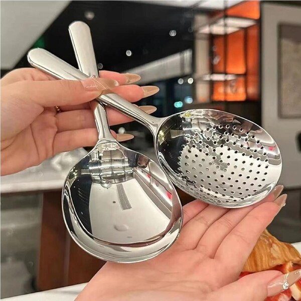 JOYBUY 2Pcs Stainless Steel Buffet Serving Spoon Large Spoon Serving Slotted Spoon