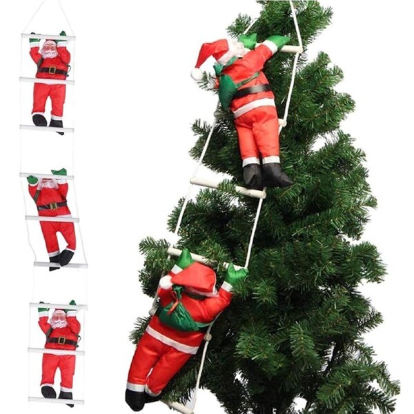 JOYBUY 3 Santa Claus Climbing On Rope Ladder Christmas Ornament for Home Door Wall