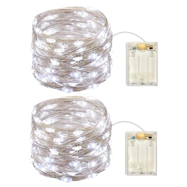 JOYBUY 1/2 Pack Battery Operated Christmas String Lights Indoor LED Fairy Lights-White