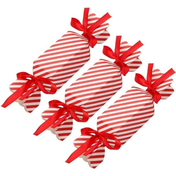 JOYBUY 50pcs Christmas Candy Boxes Empty Treat Boxes With Ribbon Red Small Candy Boxes