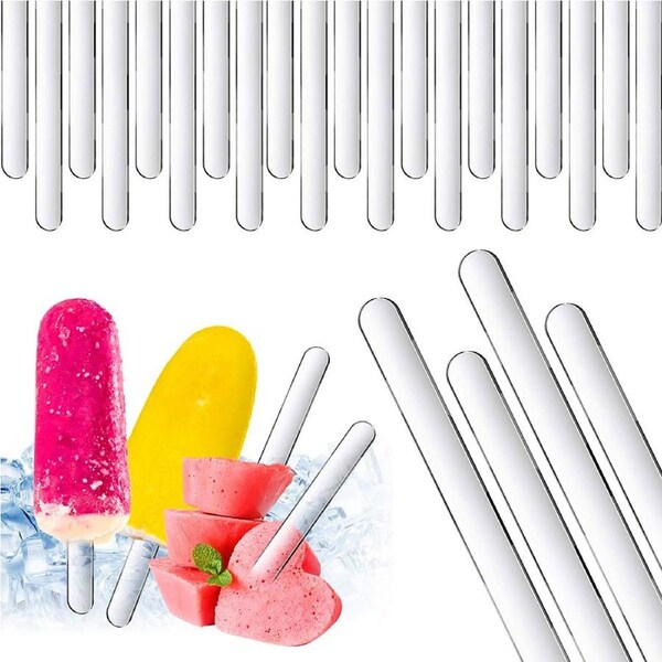 JOYBUY 80 Pcs Reusable Ice Cream Sticks Acrylic Popsicle Sticks Creamsicle Cakesicle