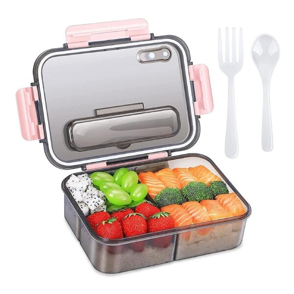 JOYBUY Transparent lunch box portable sealed Bento box with tableware