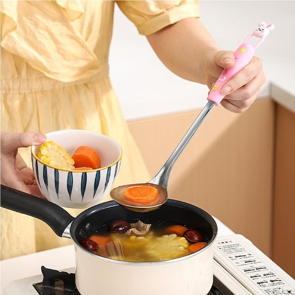 JOYBUY 2Pcs Long Handle Stainless Steel Hot Pot Spoon Colander Soup Ladle Skimmer