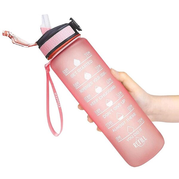JOYBUY 1L Water Bottle Motivational Drink Flask with Time Markings BPA Free Sport Gym