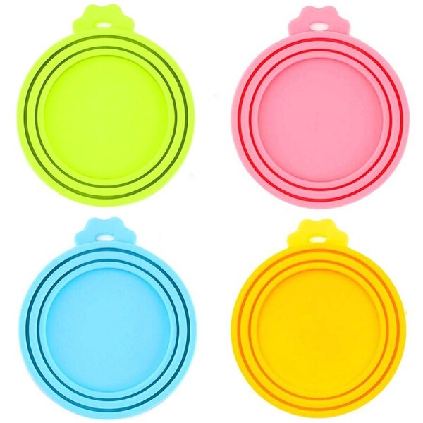 JOYBUY Food Can Covers 4 Pack Universal Silicone Dog Cat Food Can Lids Can Lid Covers