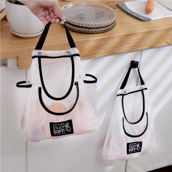 JOYBUY 2 Pack Reusable Mesh Bag Portable Produce Bags Washable Hanging Storage Bags