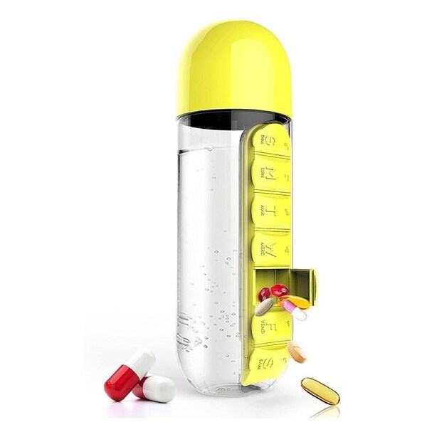 JOYBUY 600ml Portable 7Day Water Bottle Pill Box For Office Outdoor Travel