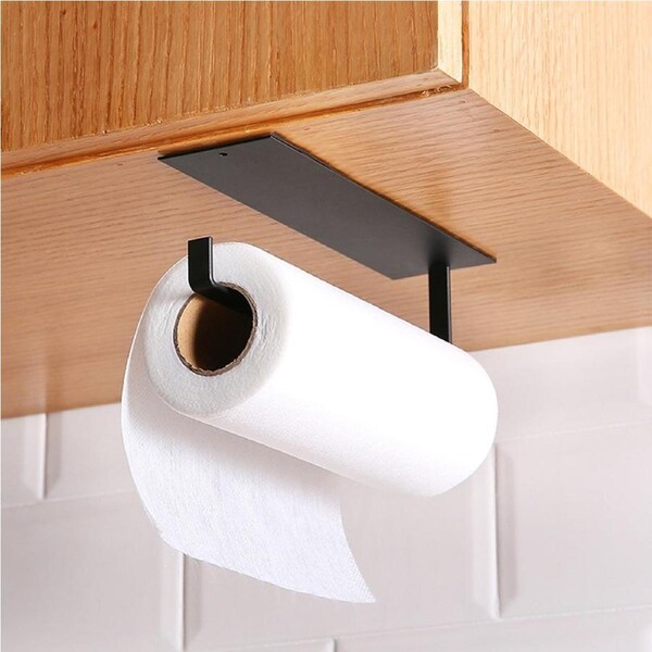 JOYBUY Paper Towel Holder Hanger Rack Kitchen Shelf Organizer Under Cabinet Roll Cup