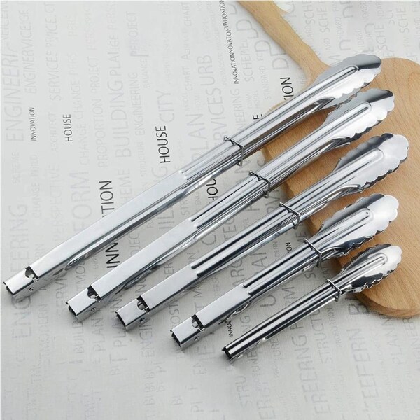JOYBUY 5 Pack Stainless Steel Serving Tongs Grilling Tongs Kitchen Pliers for Barbecue