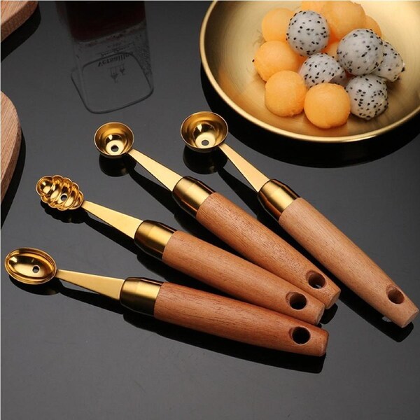 JOYBUY 4Pcs Digging fruit ball spoon watermelon spoon round ball spoon fruit digging tool