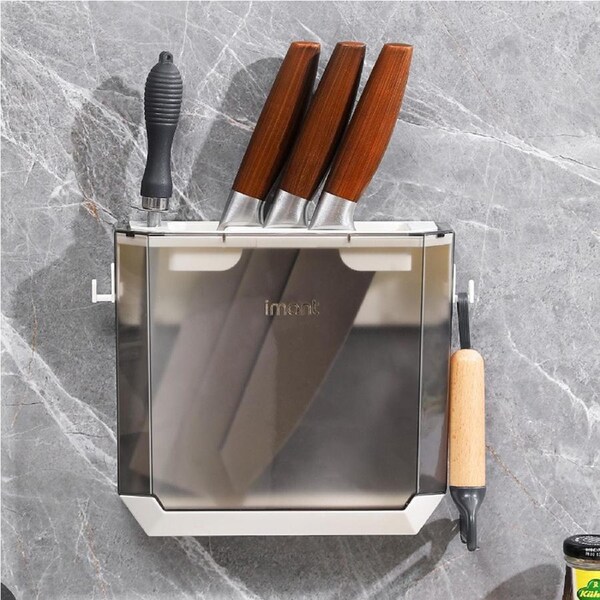 JOYBUY Plastic Kitchen Knife Storage Block Wall Mounted Knife Holder Storage Rack