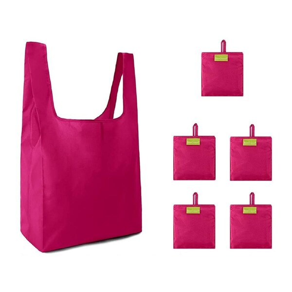 JOYBUY 5 Pack Reusable Shopping Bags Foldable Large Grocery Bags with Attach Pocket